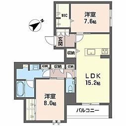 エクラージュ覚王山 2LDKの間取図画像