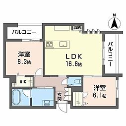 シャーメゾン国府宮駅前 2LDKの間取図画像
