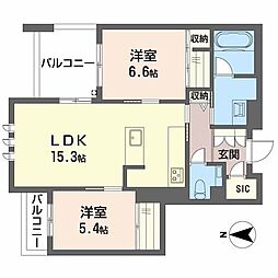 オンブール広路 2LDKの間取図画像