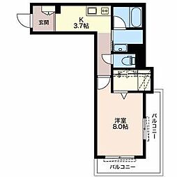 リンデンホフ 1Kの間取図画像