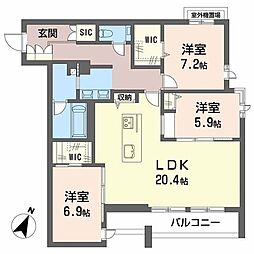 ローヤル錦 3LDKの間取図画像