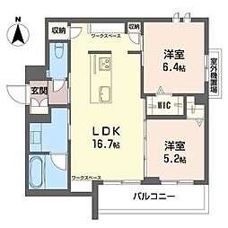 邸雅 2LDKの間取図画像