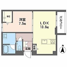 SOIRE 白壁 1LDKの間取図画像