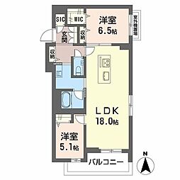 Sha Maison THE ASHIBE 2LDKの間取図画像