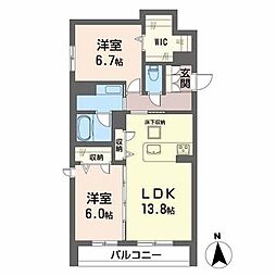 アクセスストリート2 2LDKの間取図画像