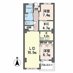 アンソレイエ覚王山 2LDKの間取図画像