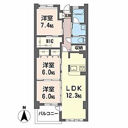 アンソレイエ覚王山 3LDKの間取図画像