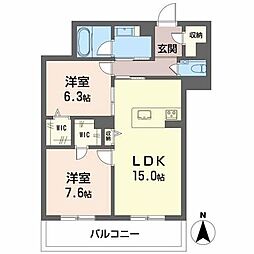 JMHIGASHIYAMA 2LDKの間取図画像