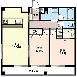 L'albadiprimo 2LDKの間取図画像