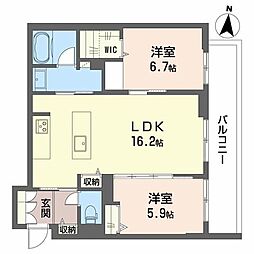 フジスター浜松 2LDKの間取図画像