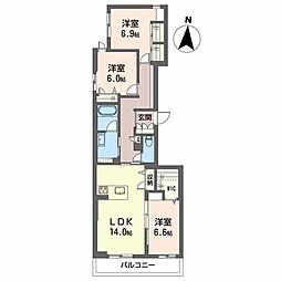 フジスター浜松 3LDKの間取図画像
