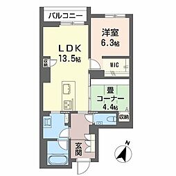 AZUR米山 2LDKの間取図画像