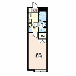 シェロ・ファームB 1Kの間取図画像