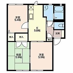 フローラルヒルズB 3Kの間取図画像