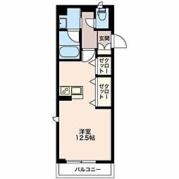 Ｇｅｎｔｅ　Ｍ 2階ワンルームの間取り