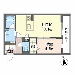 パレオ服部 1LDKの間取図画像