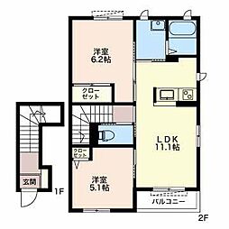 ハックベリーA 2LDKの間取図画像
