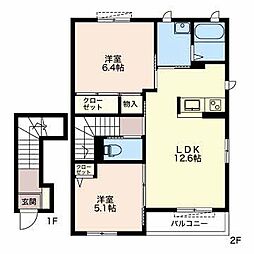 ハックベリーA 2LDKの間取図画像