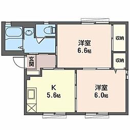 フレグランス杉山F 2Kの間取図画像