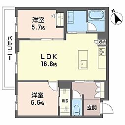 ベレオ中台 2LDKの間取図画像
