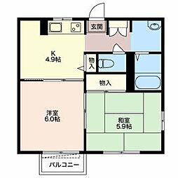 アーク西田中C 2Kの間取図画像