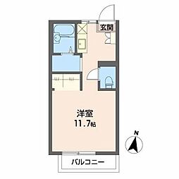 グランデール永田B ワンルームの間取図画像