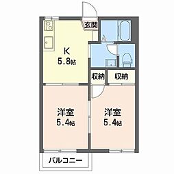 サニーコート舞々木C 2Kの間取図画像