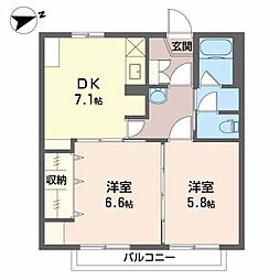 フレグランス本市場A 2DKの間取図画像