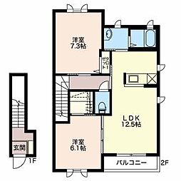 コートボナール 2階2LDKの間取り