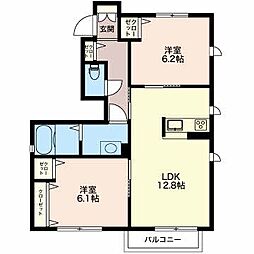 エクセルハイツ 2LDKの間取図画像