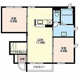 エクセルシャルム 2LDKの間取図画像