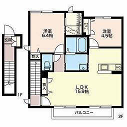 クオレール 2LDKの間取図画像