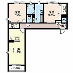 ミントテラス 2LDKの間取図画像