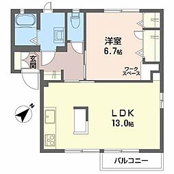 ディアス三ツ屋B 1LDKの間取図画像