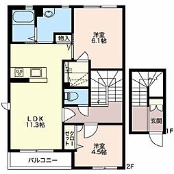 シャーメゾンアジュール 2LDKの間取図画像