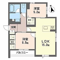 ヴィア パラディーソ 2LDKの間取図画像