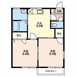 ダイヤモンド・ディアスミズヤA 2DKの間取図画像