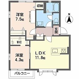 フレグランス永田B 2LDKの間取図画像