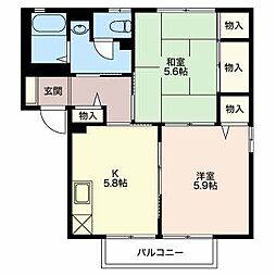 フレグランス高森A 2Kの間取図画像