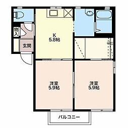 シャーメゾン羽場A 2Kの間取図画像
