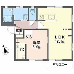 サンシャイン桃乃井A 1LDKの間取図画像