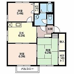 サンハイツ伊藤 1階3DKの間取り
