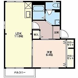 フレグランス伊沢A 1LDKの間取図画像