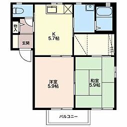 グリーンセトルB 2Kの間取図画像