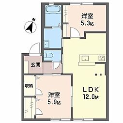 ディアスアトベ 2LDKの間取図画像