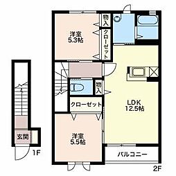 サニーコートS 2LDKの間取図画像
