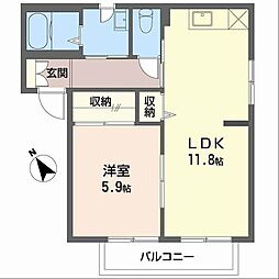 バリュージュ住吉N 1LDKの間取図画像