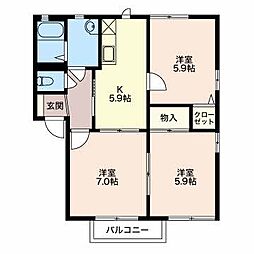 パークスクウェアーA 3Kの間取図画像