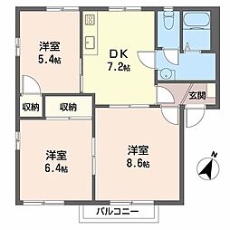 フレグランス・恵W 3DKの間取図画像