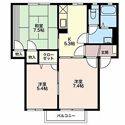 ディアス内川 1階3Kの間取り